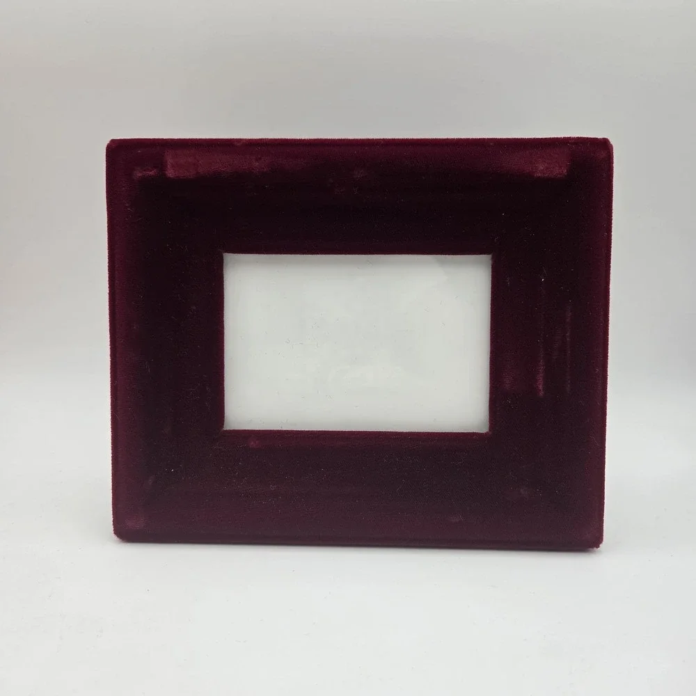 Vintage 1998 Burgundy or Maroon Velvet Picture Frame Photo size 4.75